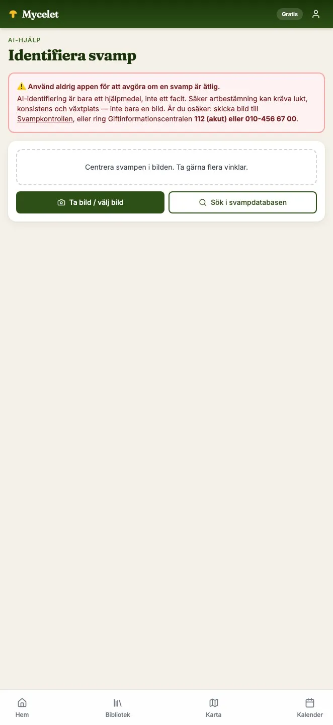 AI-identifiering i Mycelet med säkerhetsvarning