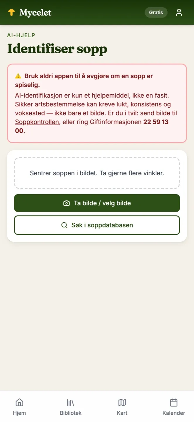 AI-identifisering i Mycelet med sikkerhetsadvarsel